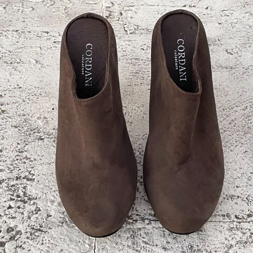 Cordani Calzature Women Mule Shoes Gray Suede Leather Heel Sandal Size 39.5 - Picture 2 of 11